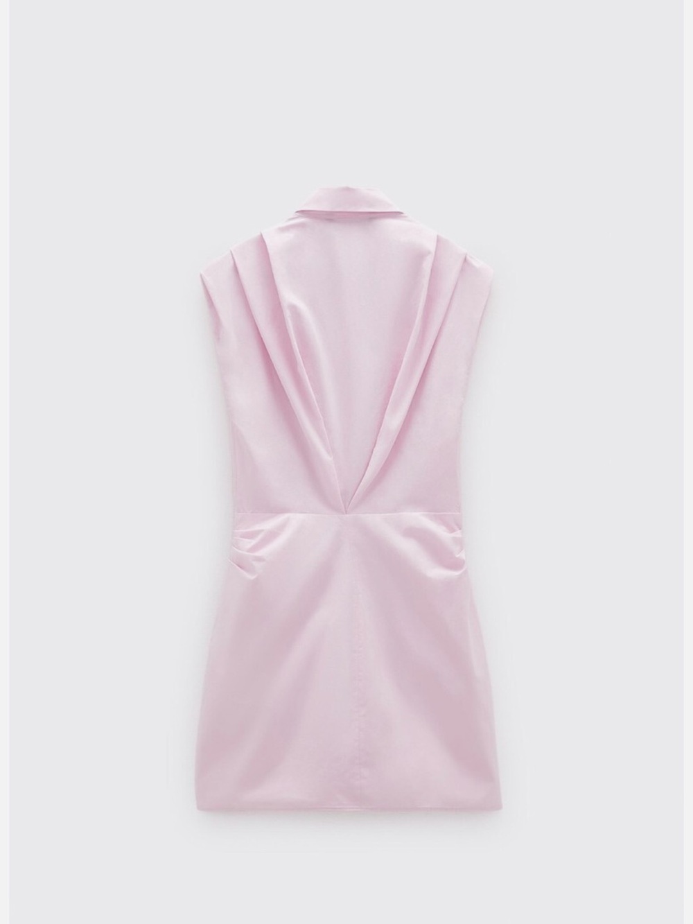 ZARA POPLIN DRESS WITH GATHERED DETAIL PINK 100% COTTON SIZE small - Picture 3 of 16